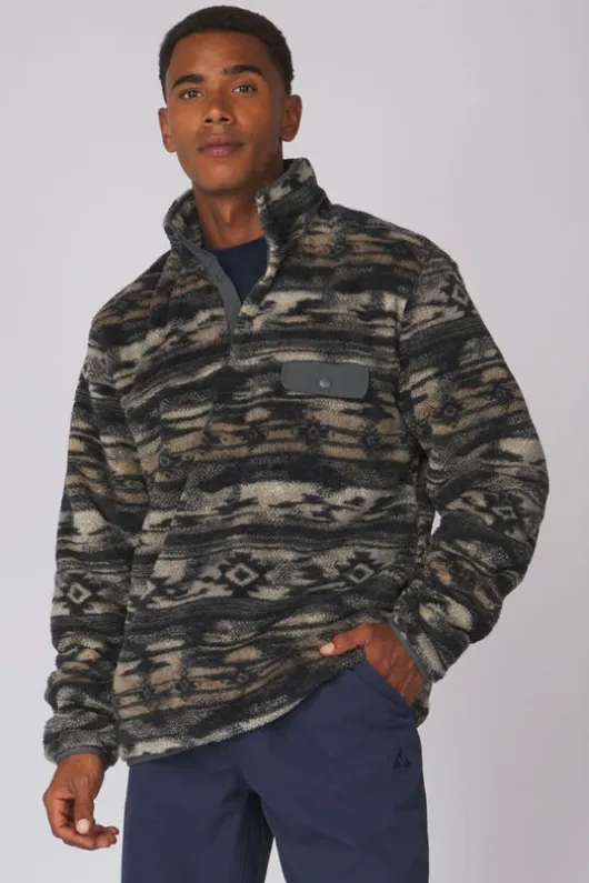 Ayacucho Mens Chalten Printed Snap Button Half Zip Fleece