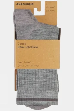Ayacucho Unisex Ultra Light Crew Socks (2 Pack)