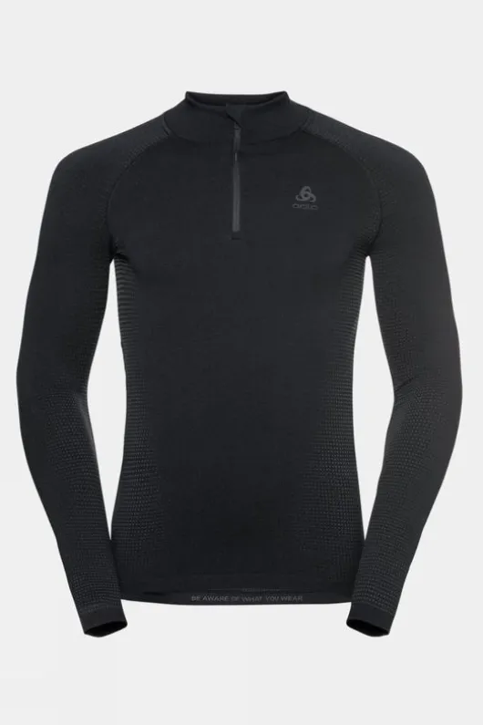 Odlo Mens Performance Warm Eco Long Sleeve Zip Neck Base Layer Top