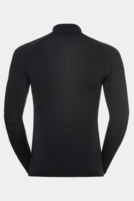 Odlo Mens Performance Warm Eco Long Sleeve Zip Neck Base Layer Top
