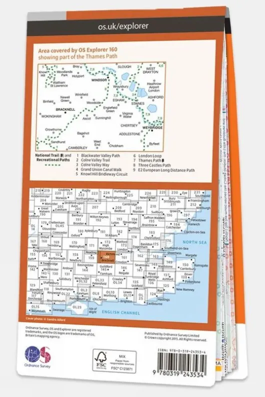 Ordnance Survey Active Explorer Map 160 Windsor, Weybridge and Bracknell