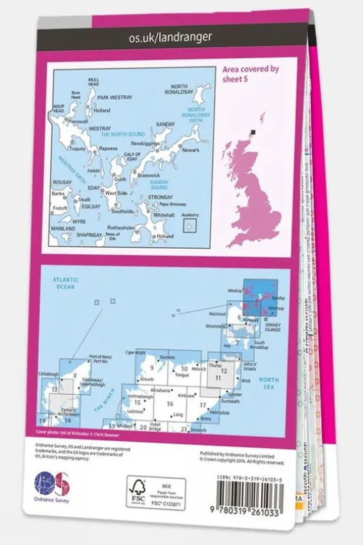 Ordnance Survey Active Landranger Map 05 Orkney - Northern Isles