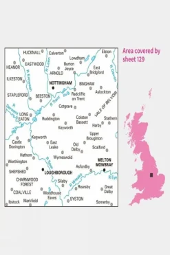 Ordnance Survey Landranger Map 129 Nottingham and Loughborough