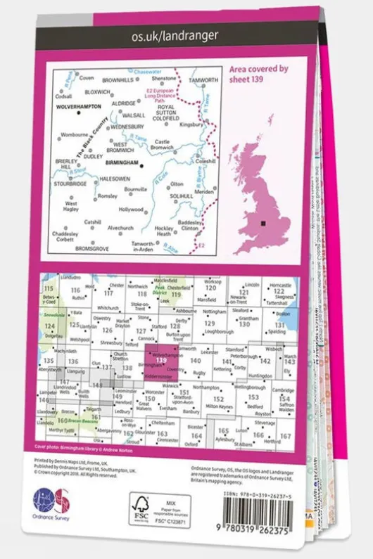 Ordnance Survey Landranger Map 139 Birmingham and Wolverhampton