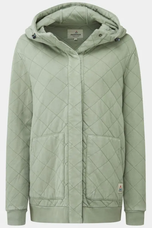 Passenger Womens Clementine Recycled Quilted Popper Up Hoodie
