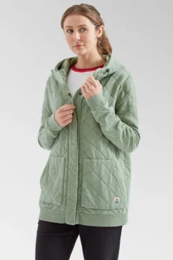 Passenger Womens Clementine Recycled Quilted Popper Up Hoodie