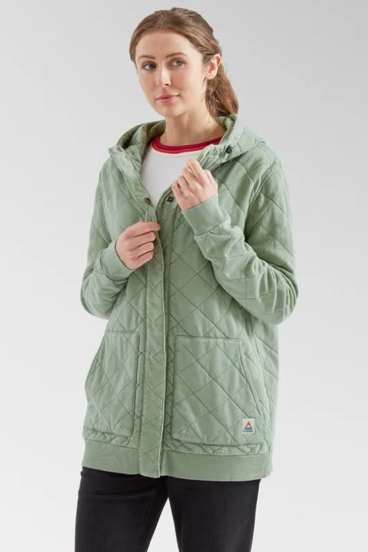 Passenger Womens Clementine Recycled Quilted Popper Up Hoodie
