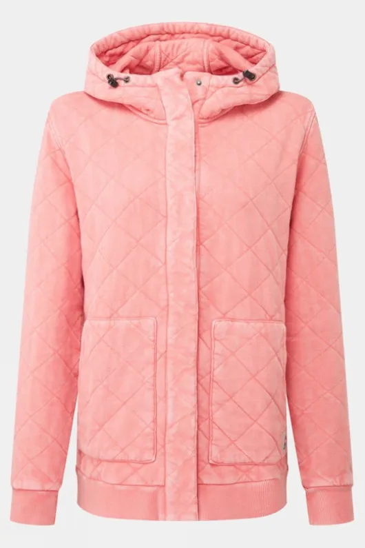 Passenger Womens Clementine Recycled Quilted Popper Up Hoodie