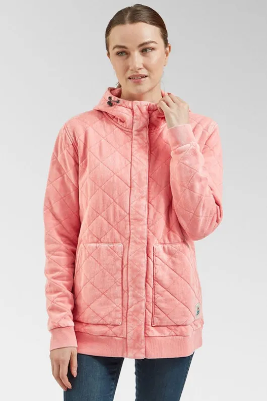 Passenger Womens Clementine Recycled Quilted Popper Up Hoodie
