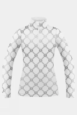 Poivre Blanc Womens Rebecca Monogram Half Zip Base Layer Top